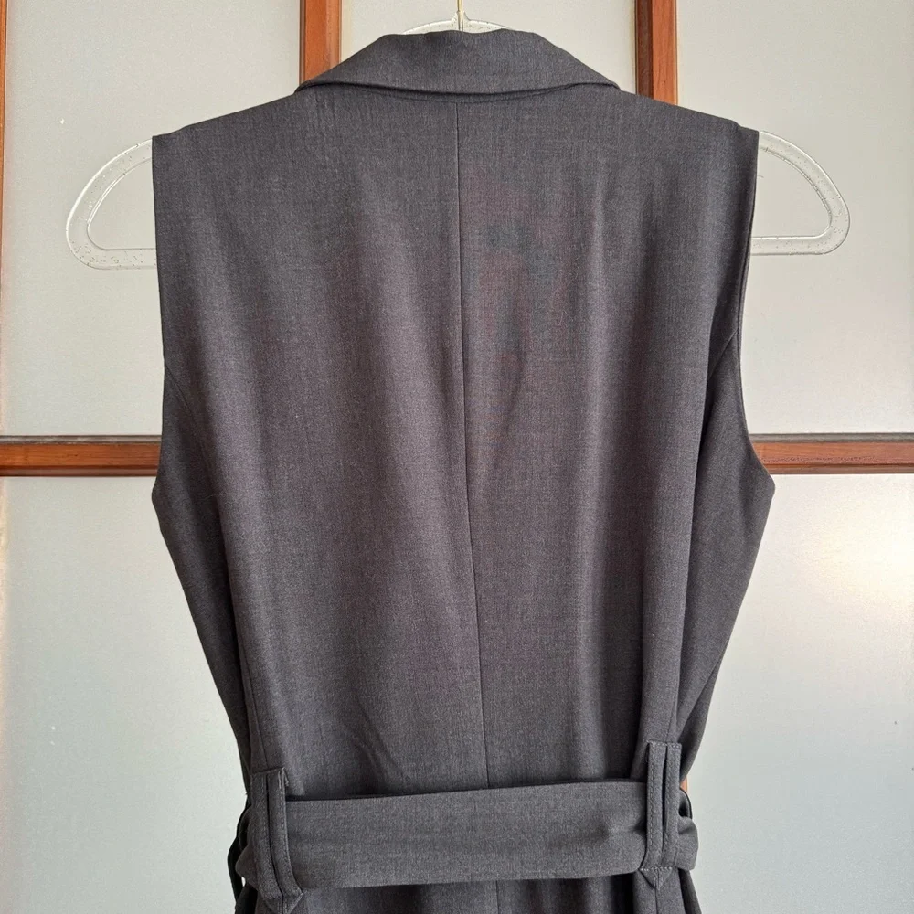 PREMISE ELEGANT A-LINE DRESS. WRAP STYLE ZIPPER UNDERNEATH THE WRAP FLAP BELT - Picture 14 of 16
